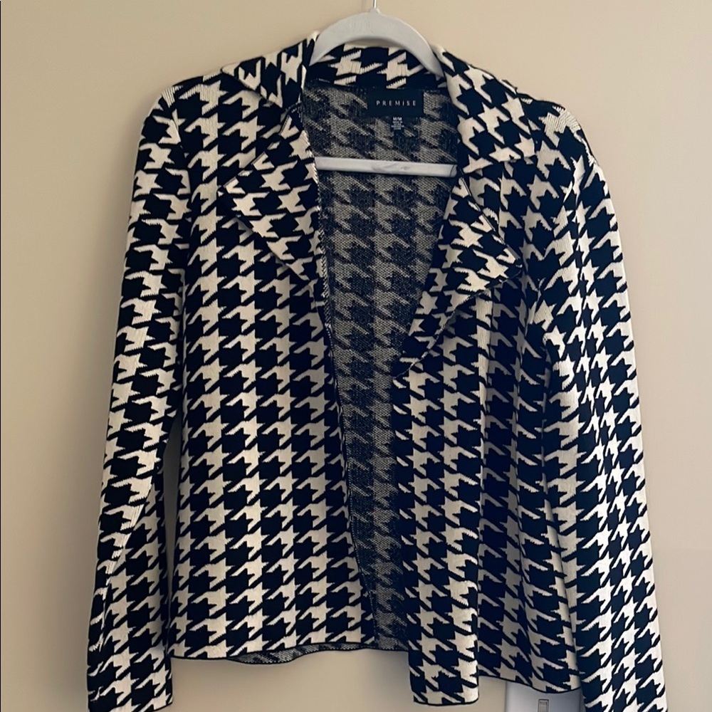 Premise Black and White Houndstooth Blazer